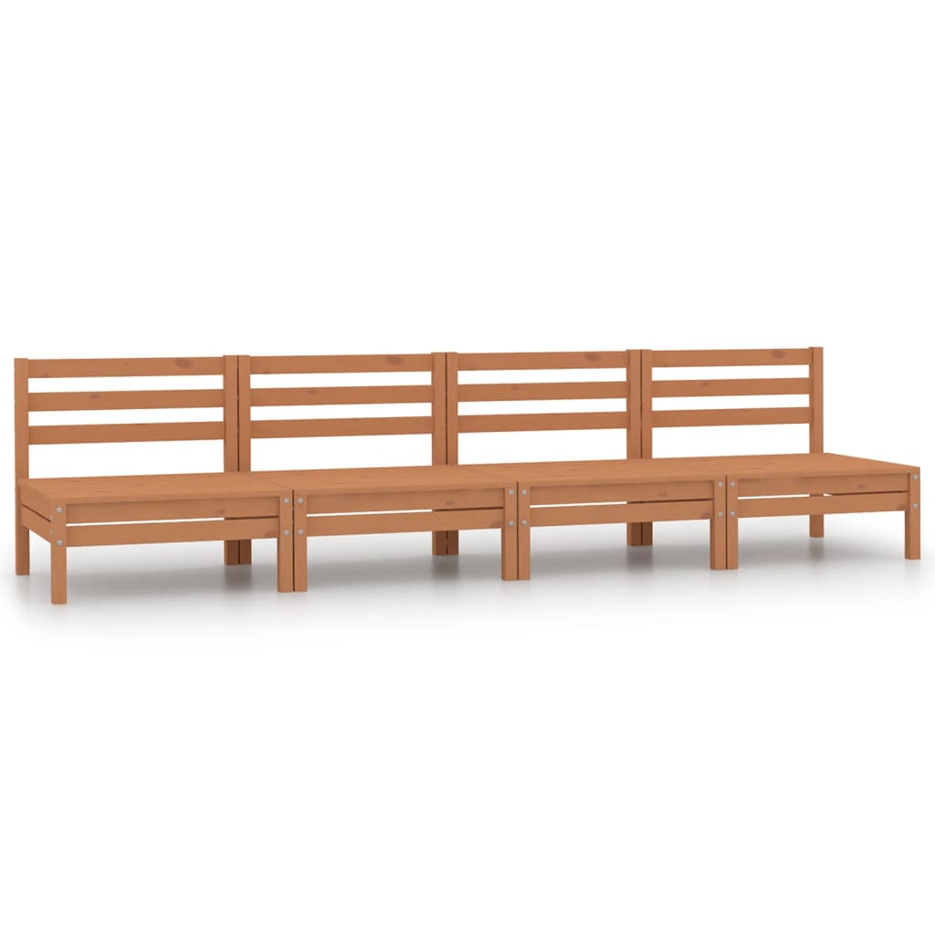 Central garden sofas 4 pcs brown honey solid pine wood