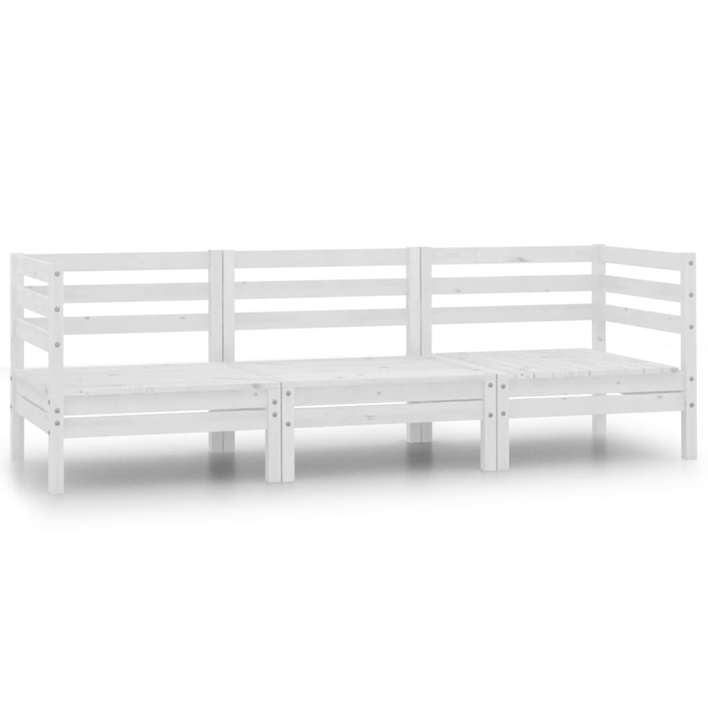 Garden furniture 3 pcs white pine wood white