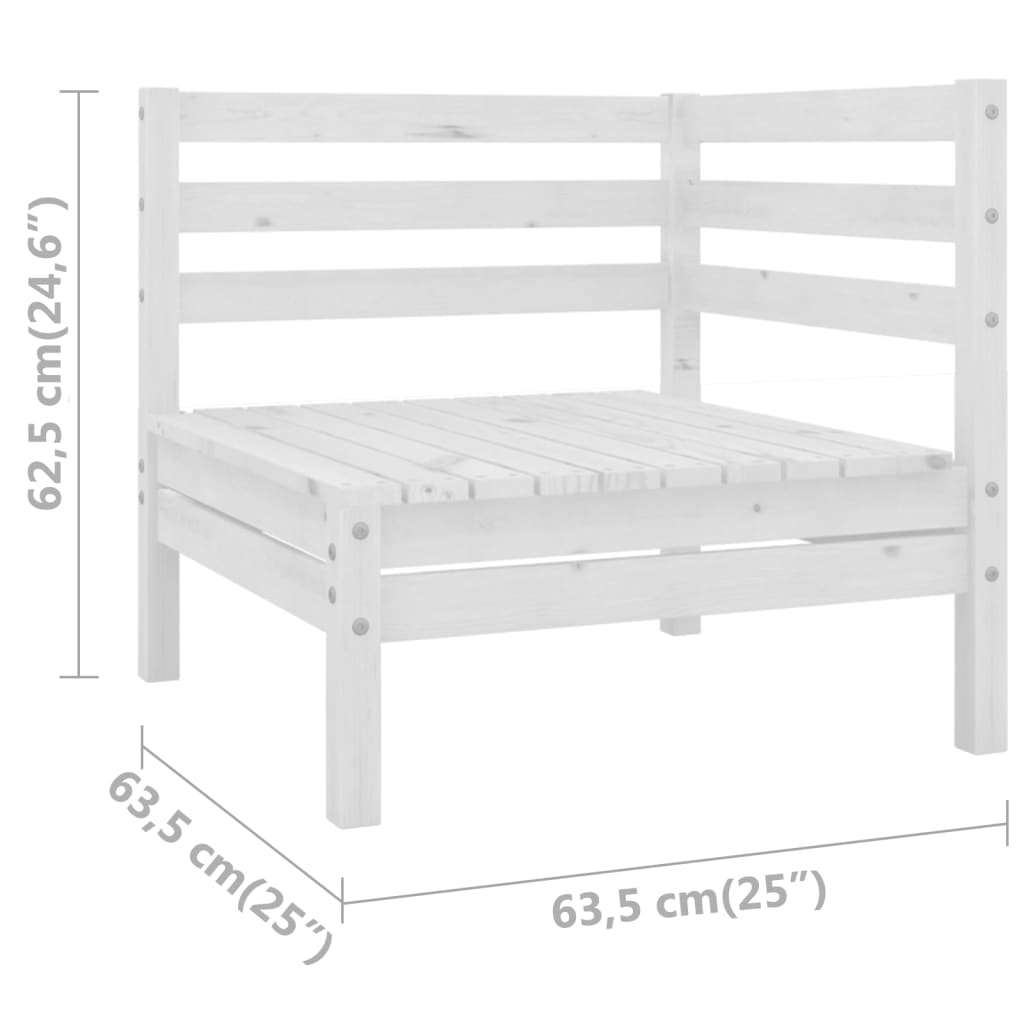 Salon de jardin 3 pcs Bois de pin massif Blanc