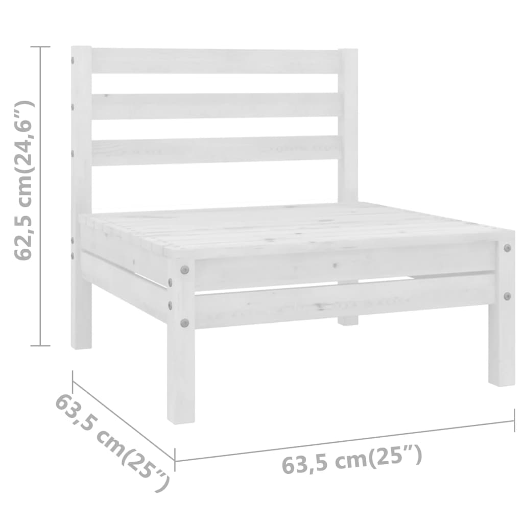 Mobili da giardino 3 pz. Legno di pino massiccio Bianco