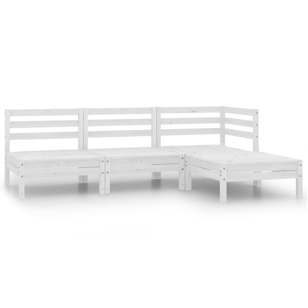 Garden furniture 4 pcs white pine wood white