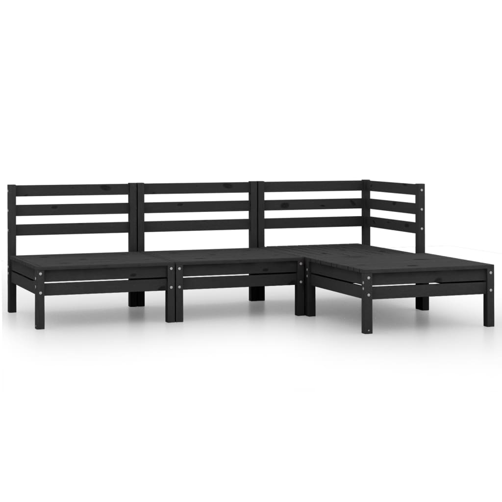 Garden furniture 4 pcs black pine wood black