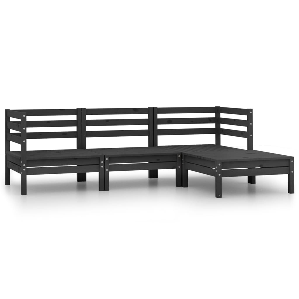 Garden furniture 4 pcs black pine wood black