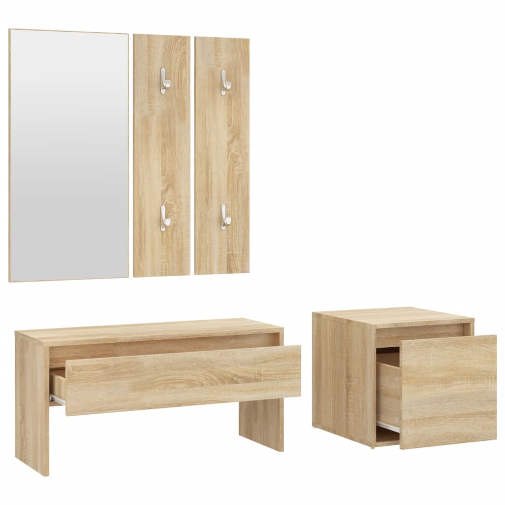 Set di mobili da ingresso in rovere Sonoma, legno ingegnerizzato