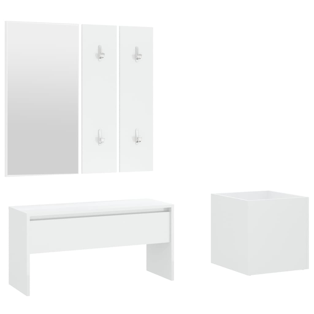 Set of white corridor furniture engineering wood