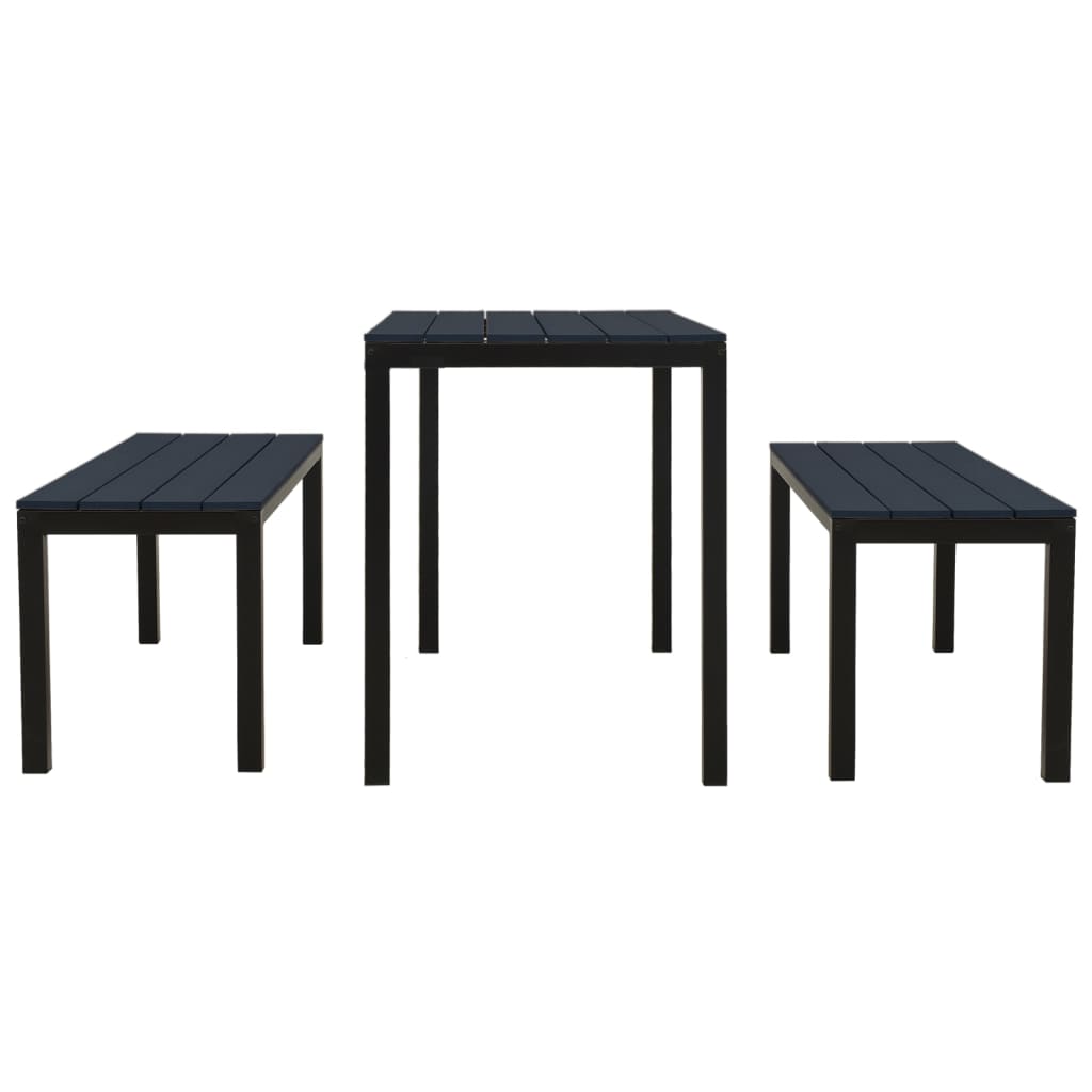 Set of garden dining room 3 pcs steel and black wpc