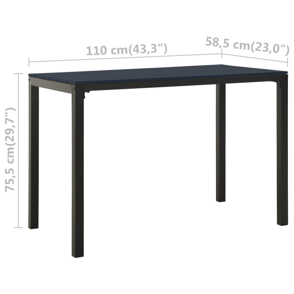 Set of garden dining room 3 pcs steel and black wpc