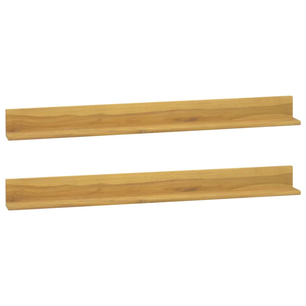 Wall shelves 2 pcs 110x10x10 cm solid teak wood