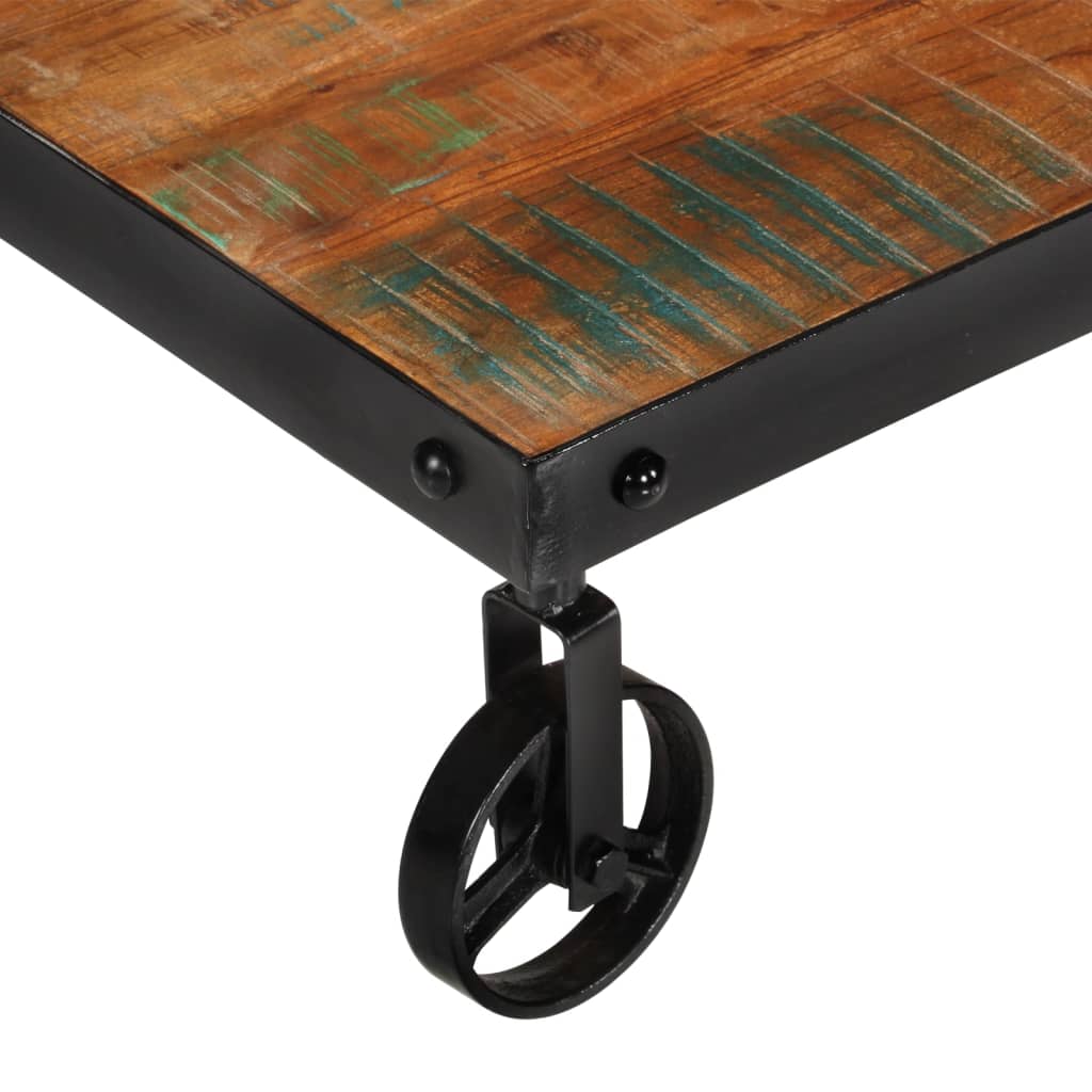 Coffee table with casters 100x60x26 cm recycled wood