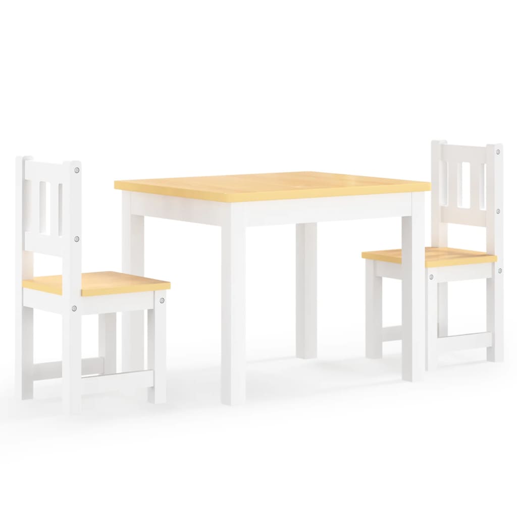Tische und Stühle für Kinder 3 PCs Weiß und Beige
