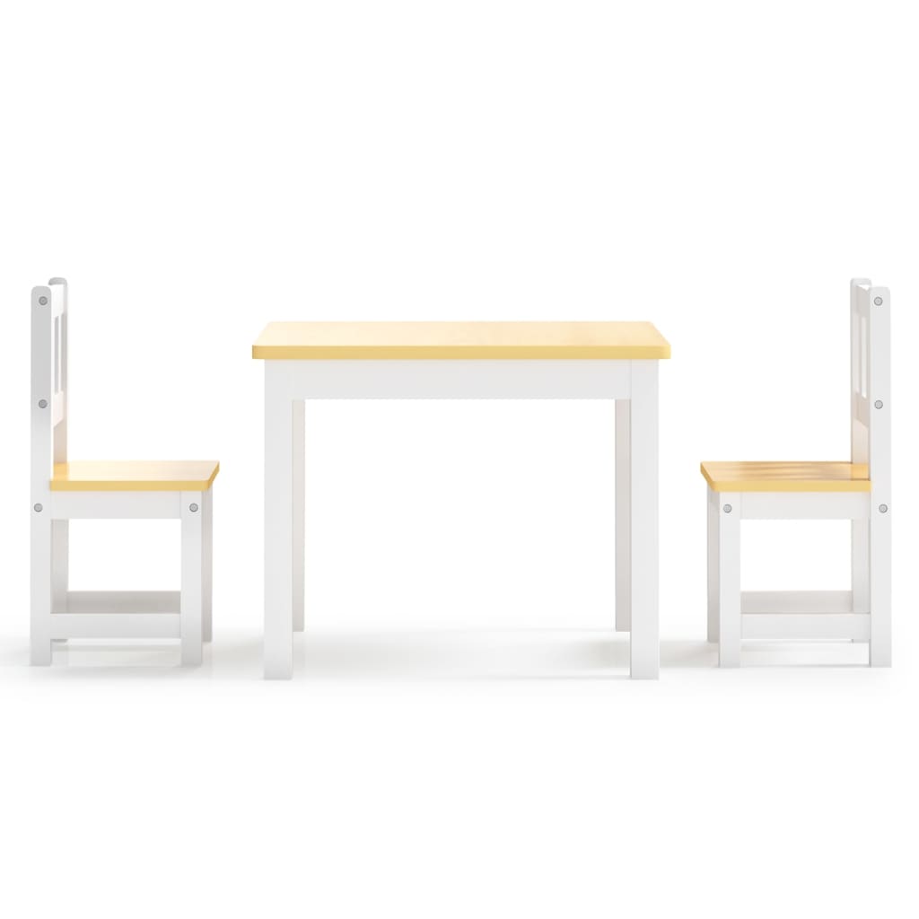 Set di tavoli e sedie per bambini 3 pezzi bianchi e beige