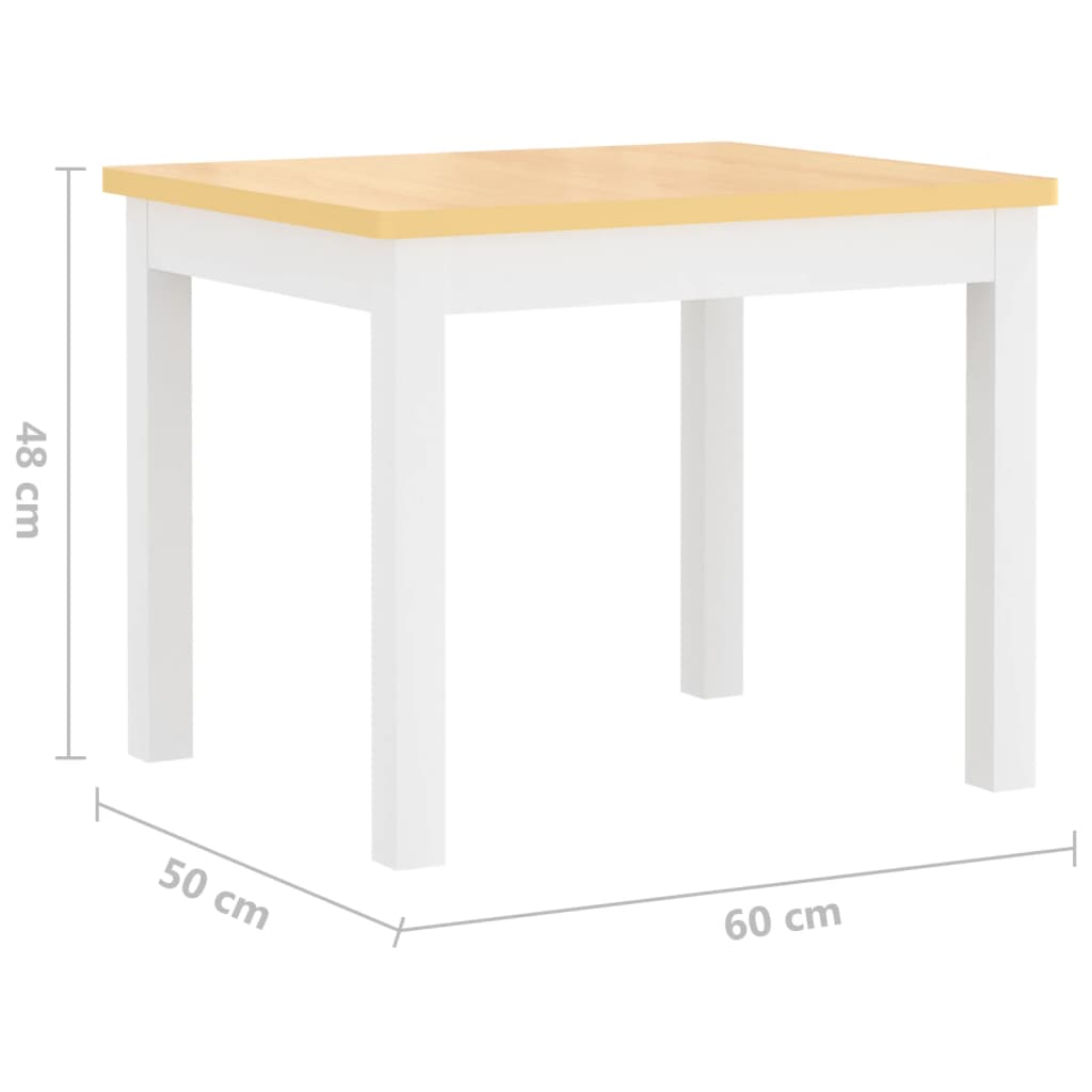 Set di tavoli e sedie per bambini 3 pezzi bianchi e beige