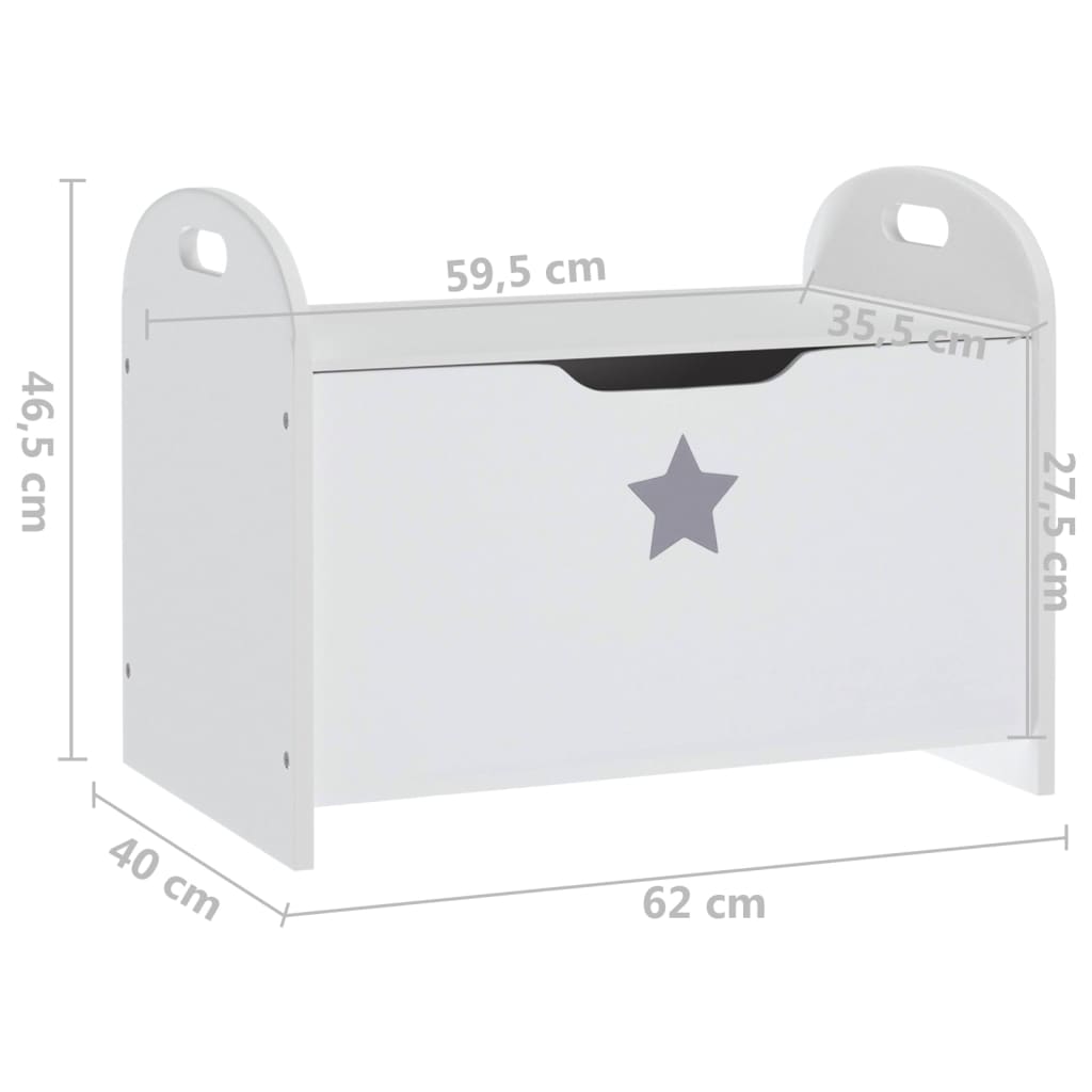 Panca portaoggetti per bambini MDF bianco 62x40x46,5 cm