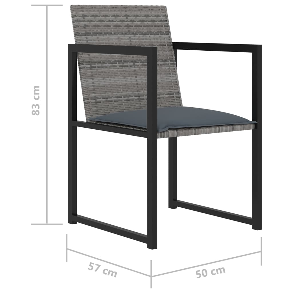 Mobili da giardino 7 pezzi con cuscini in resina intrecciata grigia