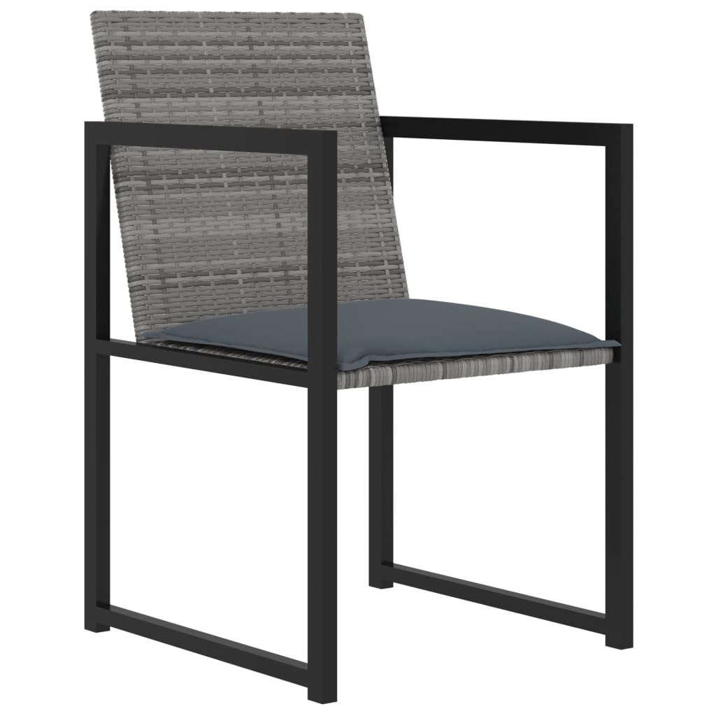 Mobilier à dîner de jardin 9pcs et coussins Résine tressée Gris