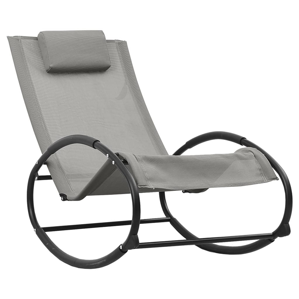 Langer Stuhl mit Stahl und grauem Textilenkissen