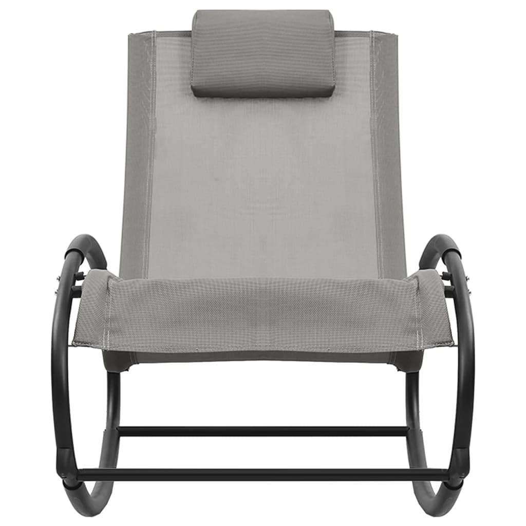 Long chair with steel and gray textilene pillow