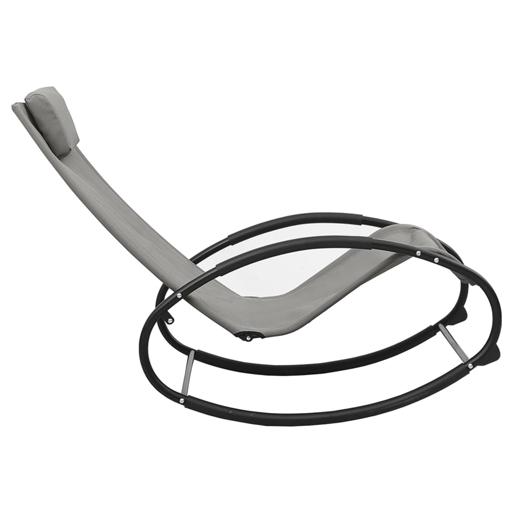 Long chair with steel and gray textilene pillow