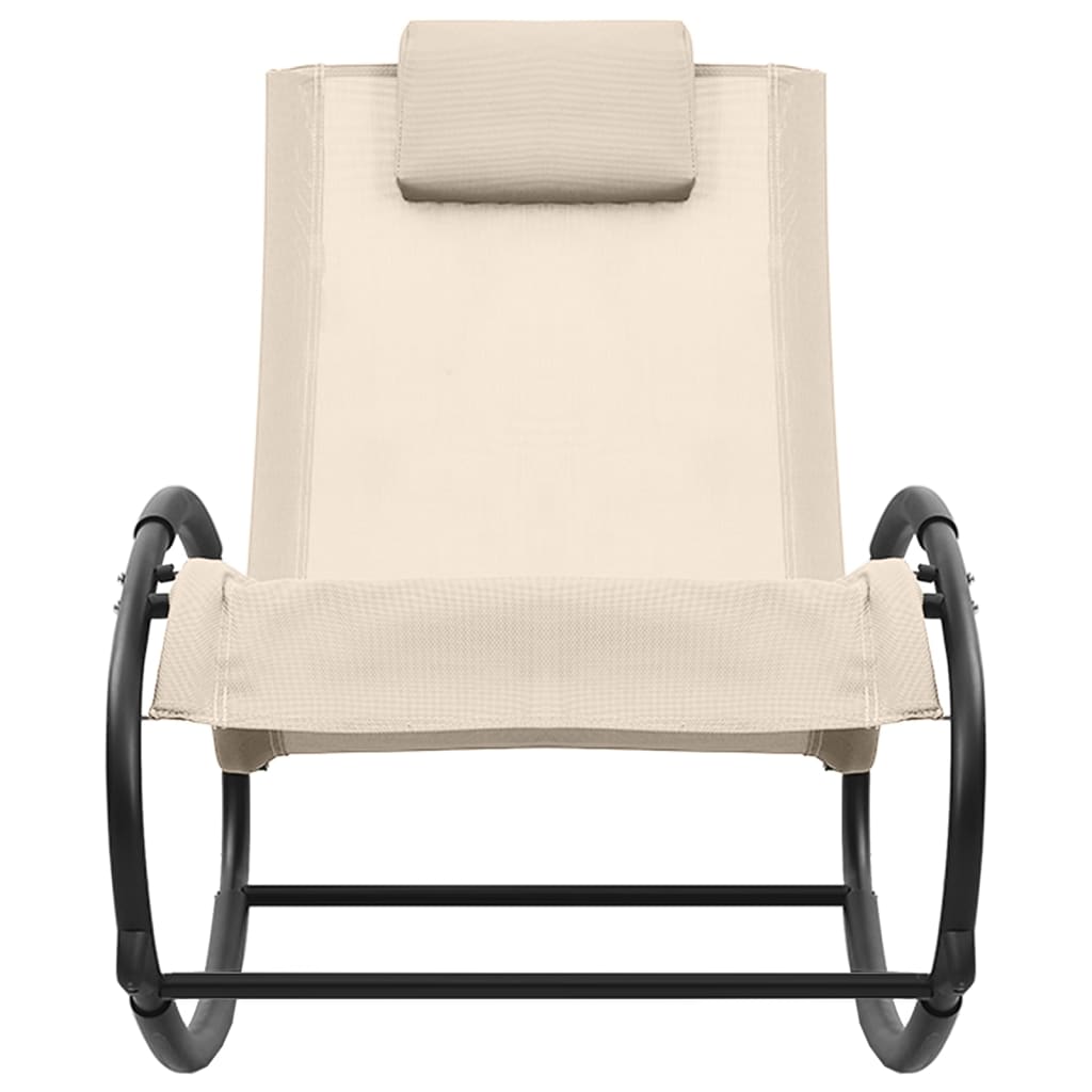 Langer Stuhl mit Stahlkissen und Cremtextilene
