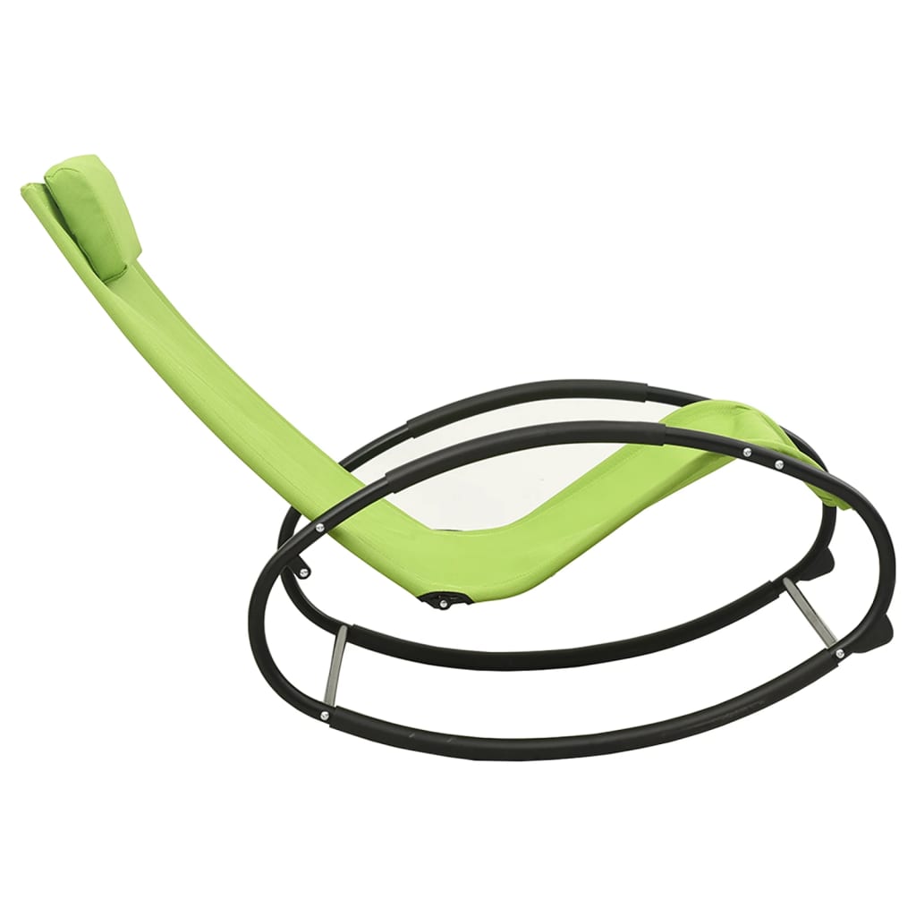 Long chair with steel and green textilene pillow