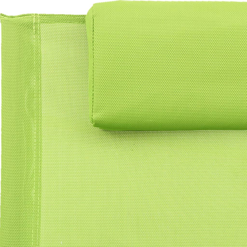 Chaise longue avec oreiller Acier et textilène Vert