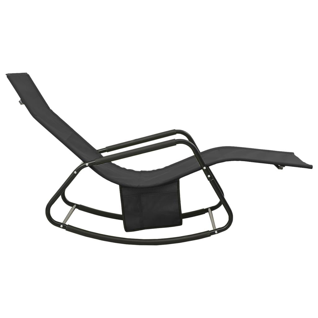 Steel long chair and black textilene