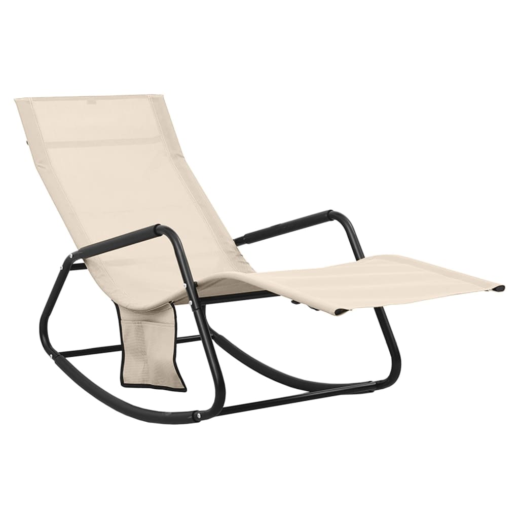 Steel long chair and cream textilene