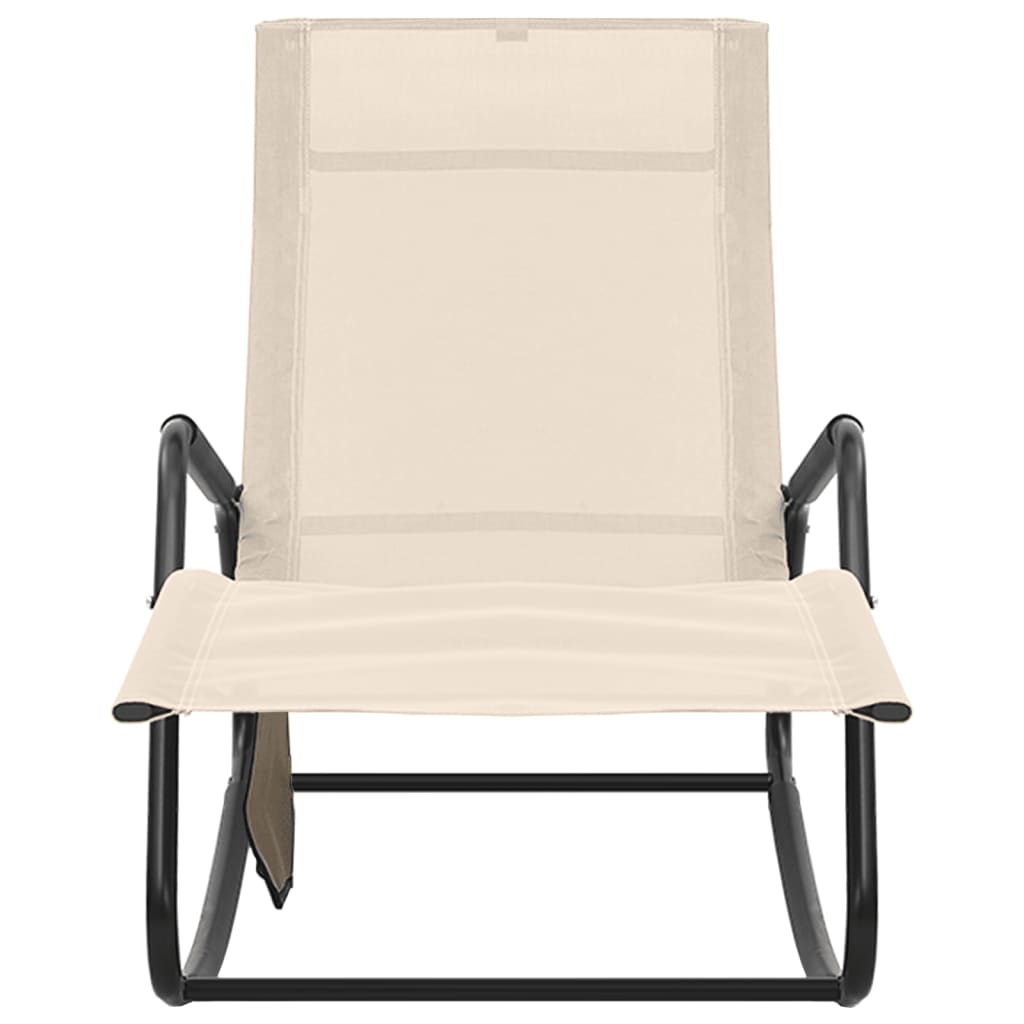 Steel long chair and cream textilene