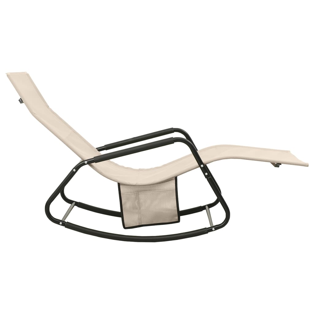 Stahl langer Stuhl und Creme Textilene