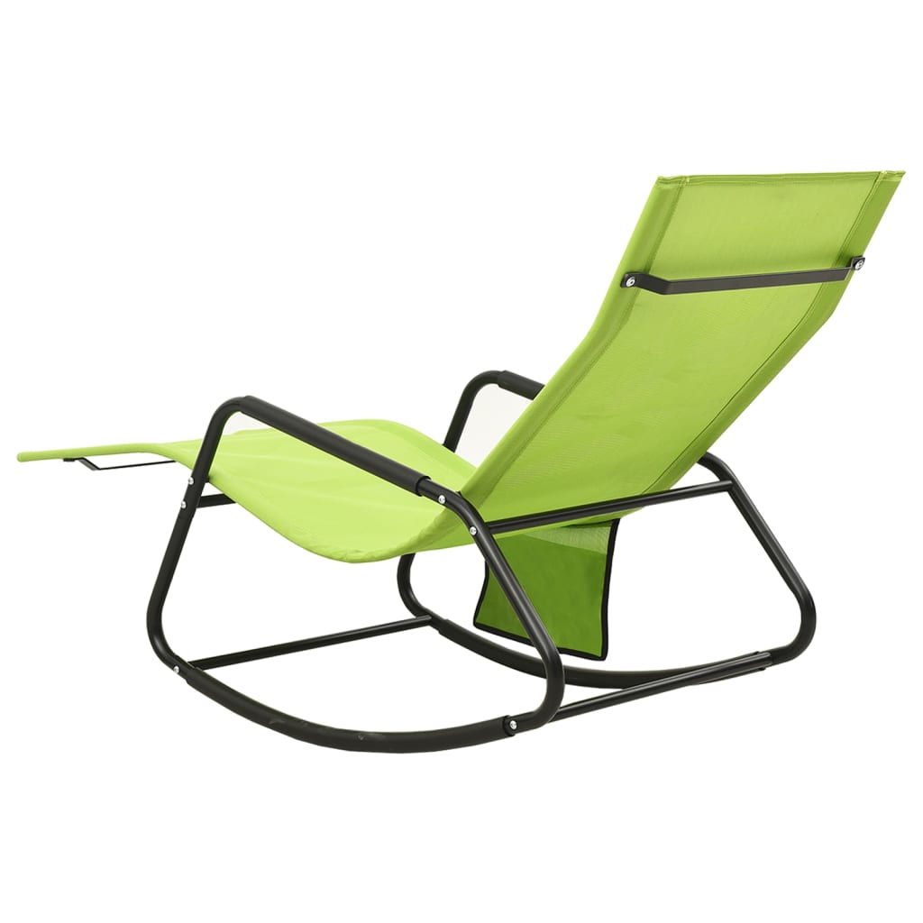 Steel long and green text chair