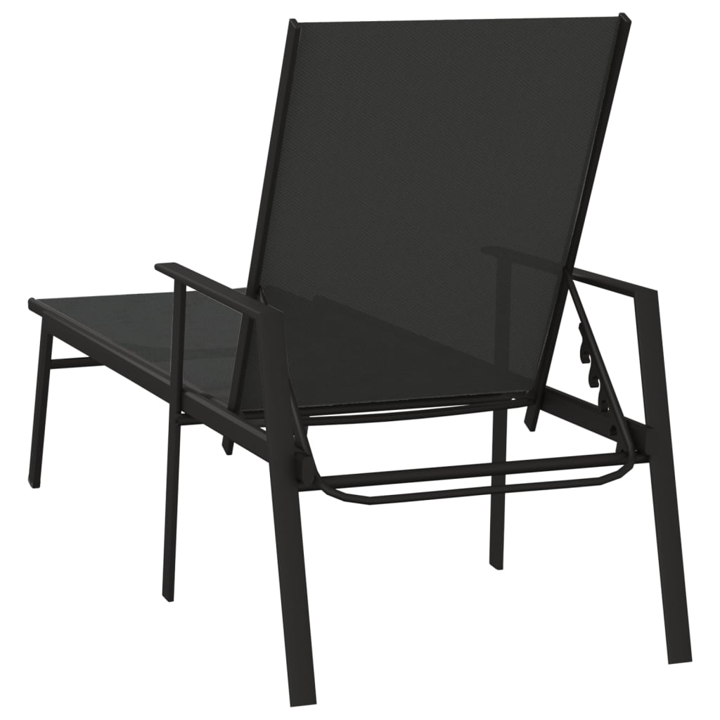 Chaise longue Acier et tissu textilène Noir