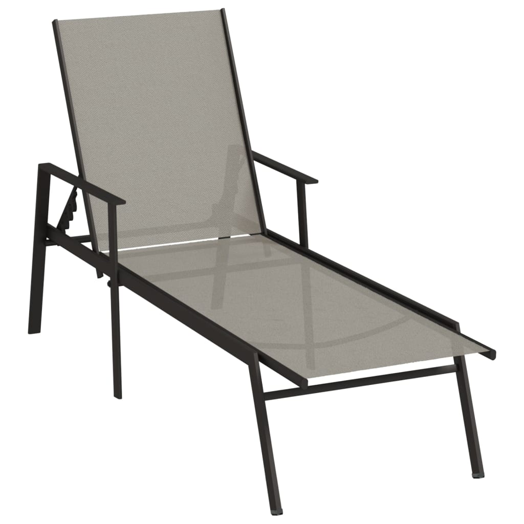 Steel long chair and gray textilene fabric