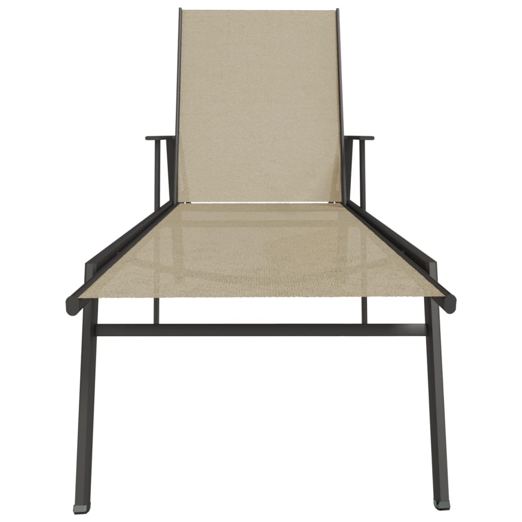 Steel lounge chair and cream textilene fabric