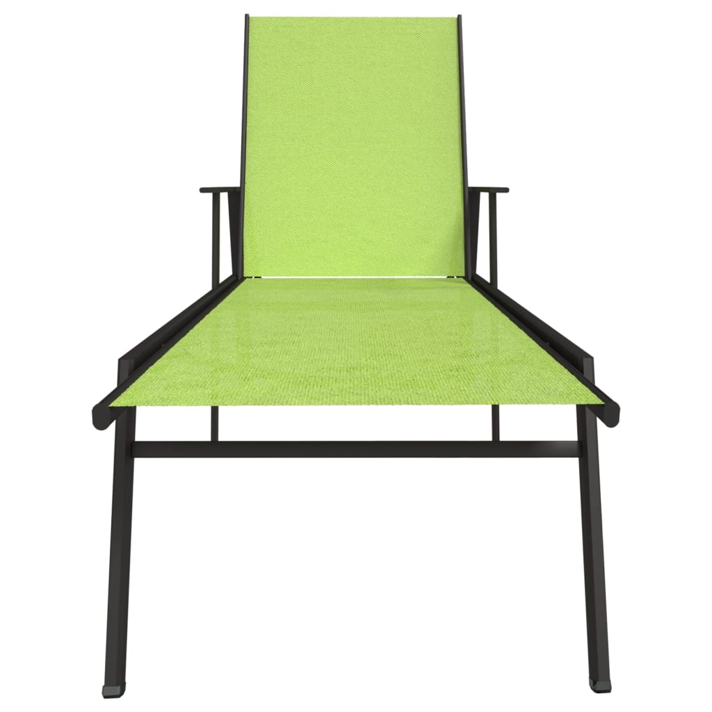 Steel long chair and green textilene fabric