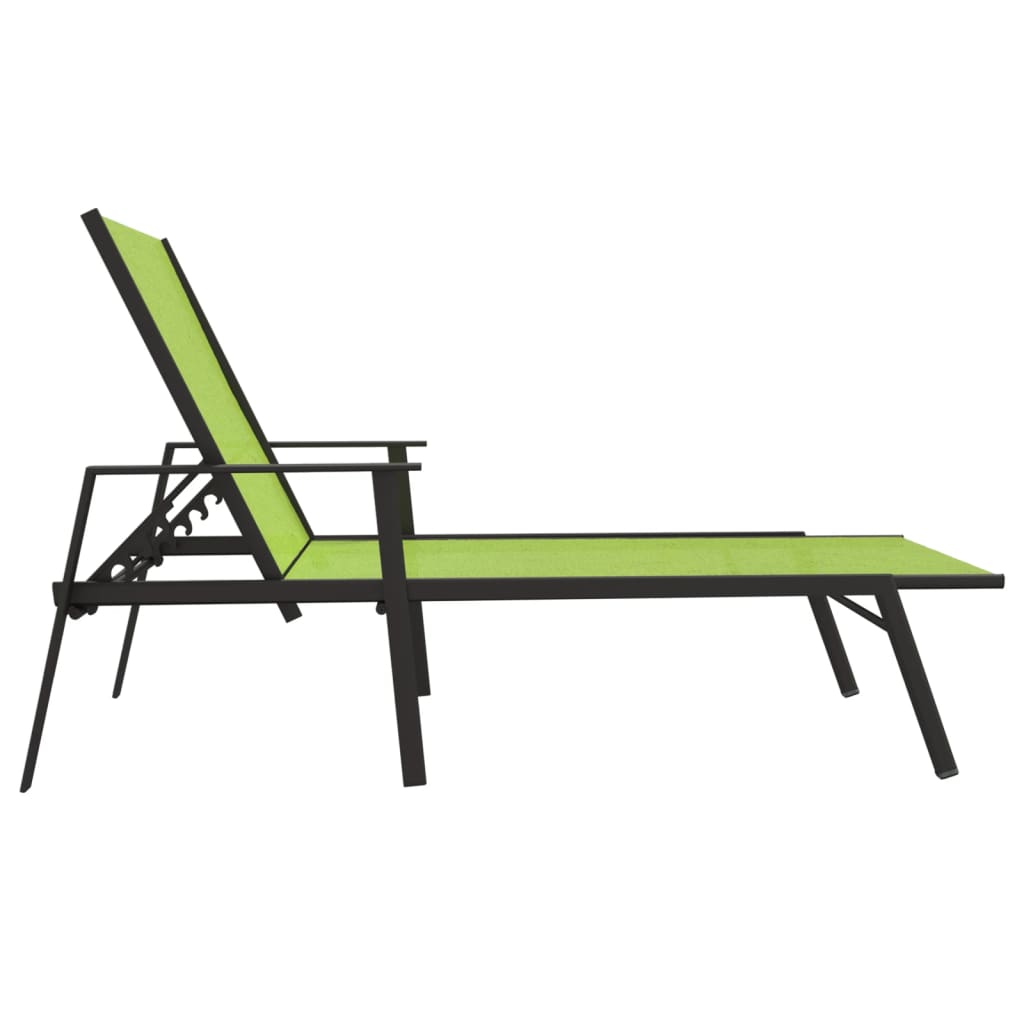 Stahl langer Stuhl und grüner Textilengewebe