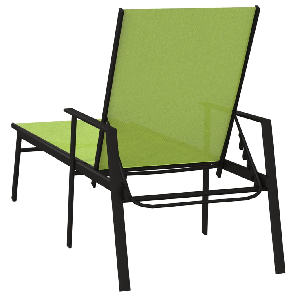 Steel long chair and green textilene fabric