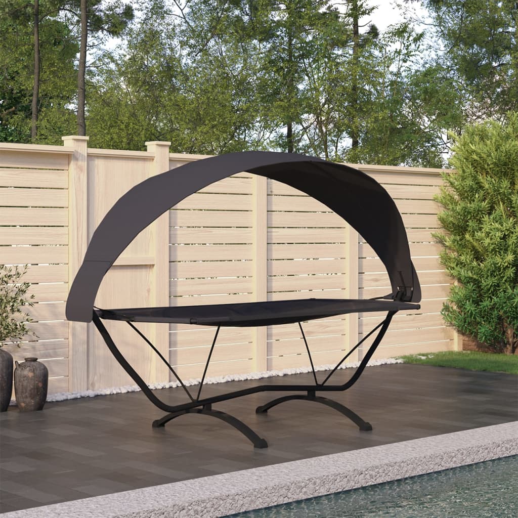 Outdoor rest bed with black steel and oxford fabric