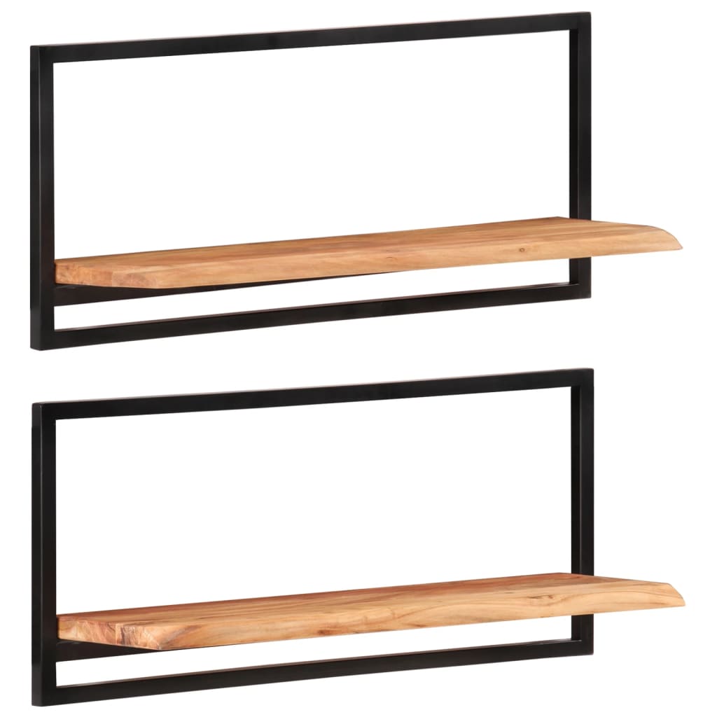 Wall shelves 2 pcs 80x25x35 cm Acacia wood and steel