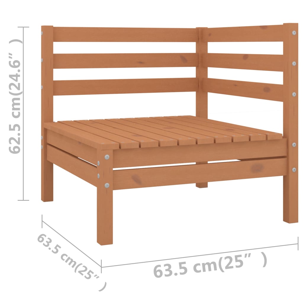 Salon de jardin 3 pcs Marron miel Bois de pin massif