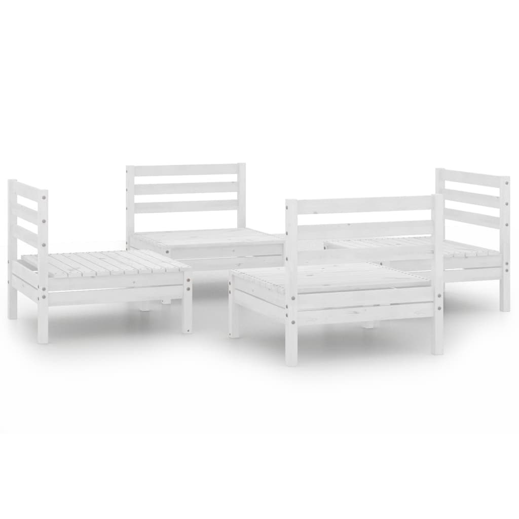 Salon de jardin 4 pcs Blanc Bois de pin massif