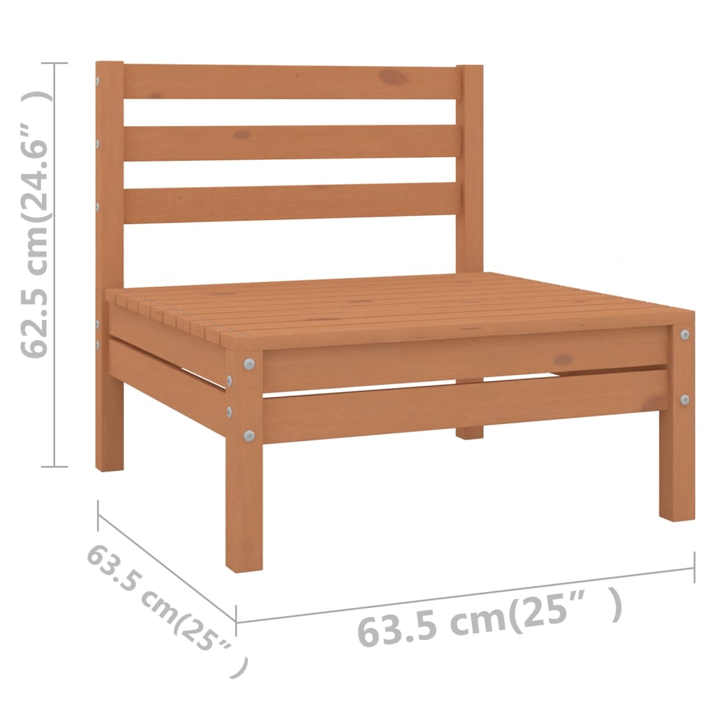 Salon de jardin 8 pcs Marron miel Bois de pin massif