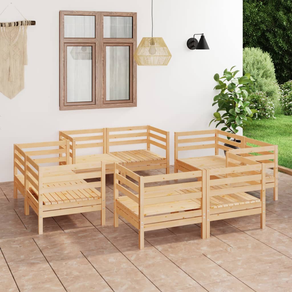 Garden furniture 8 pcs solid pine wood