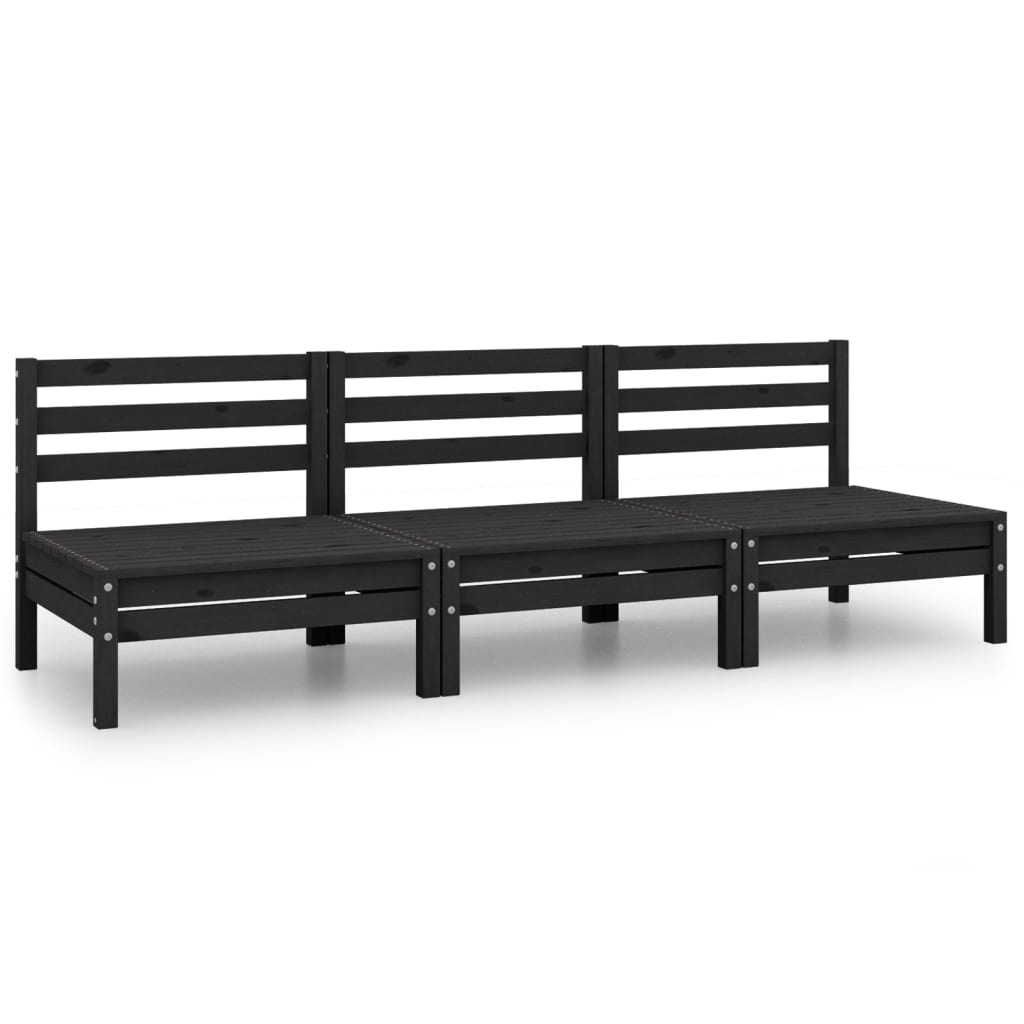 Garden furniture 3 pcs black pine wood