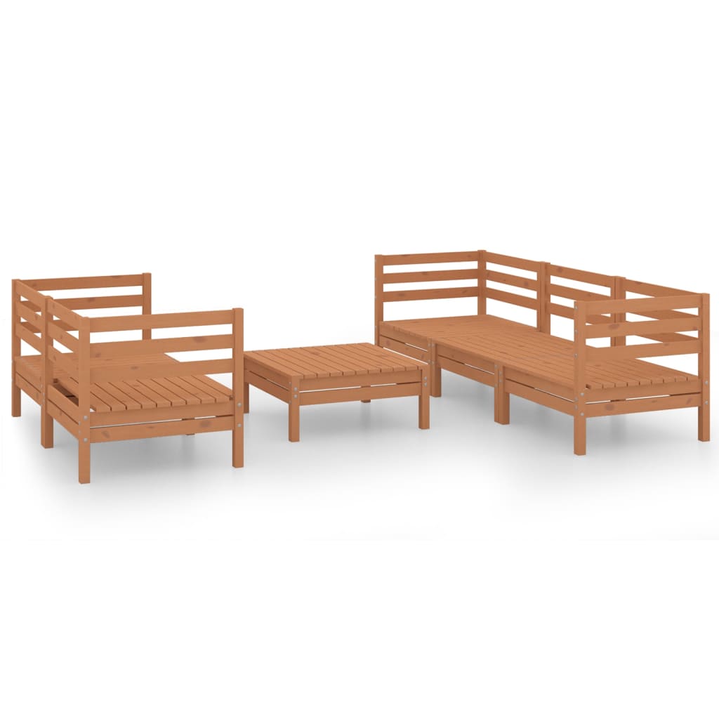 Garden furniture 6 pcs brown honey solid pine wood