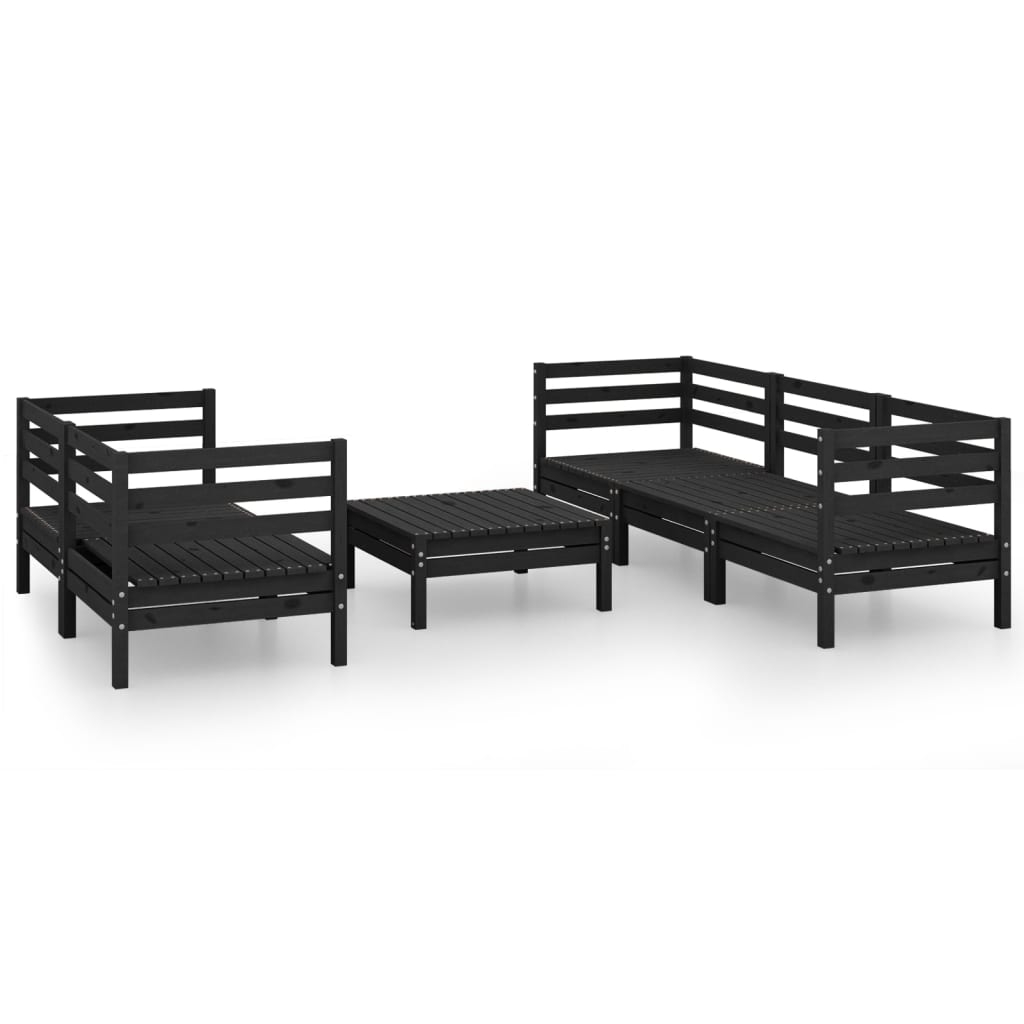 Garden furniture 6 pcs black pine wood