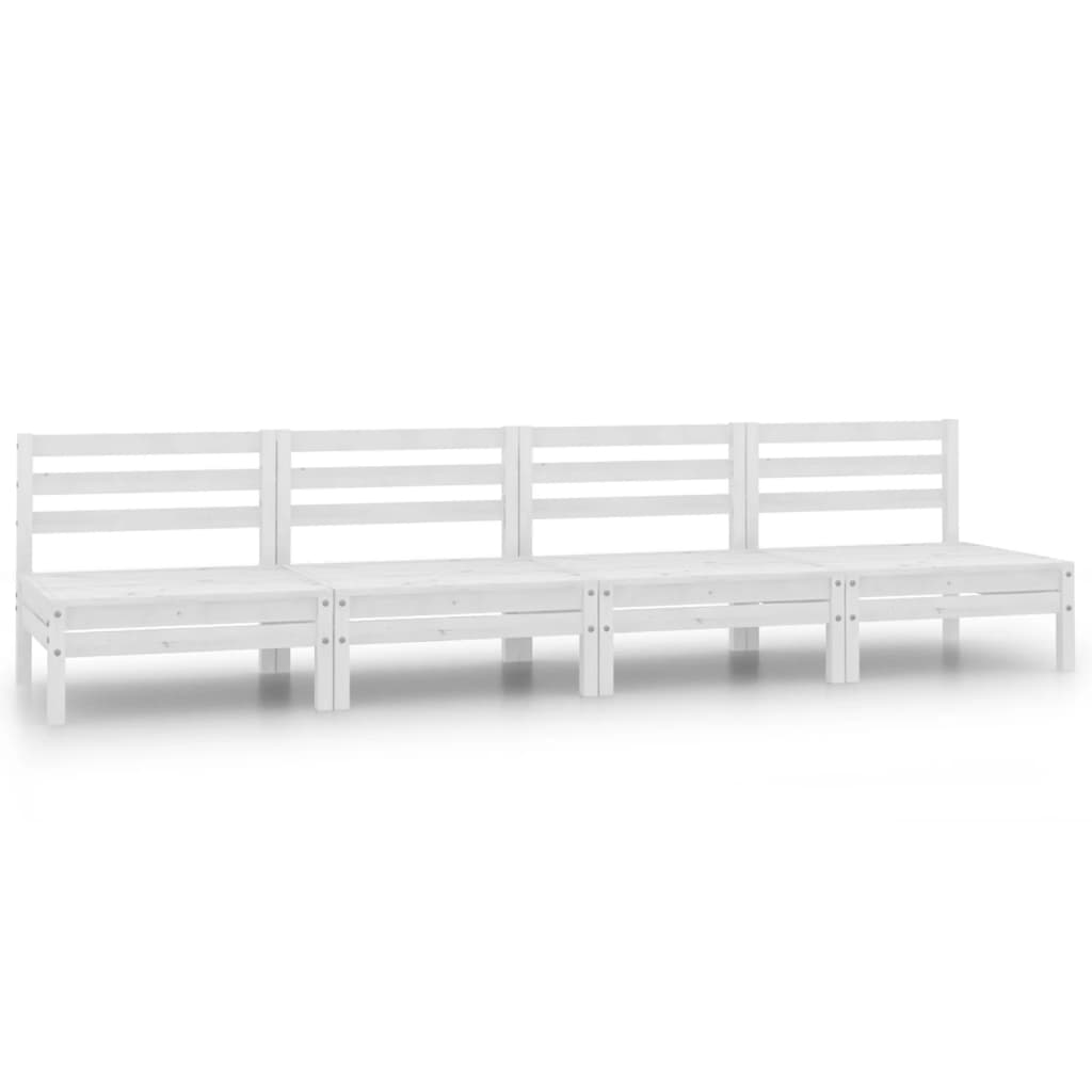 Garden furniture 4 pcs White solid pine wood