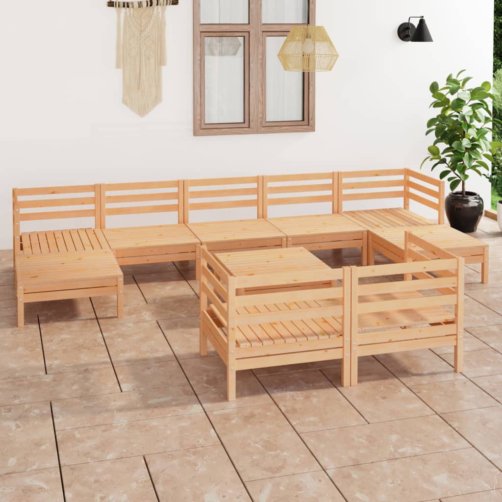 Salon de jardin 10 pcs Bois de pin massif