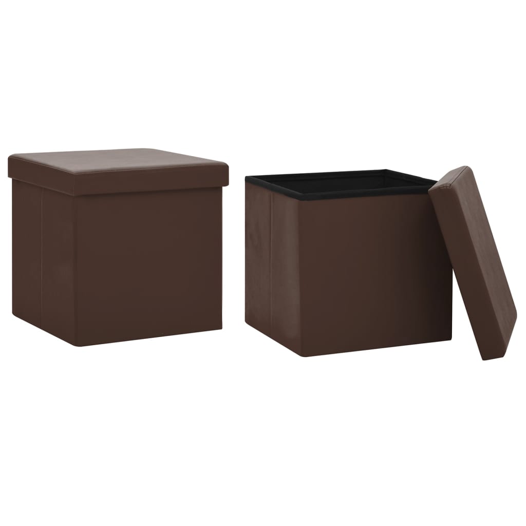 Foldable storage stools Lot of 2 PVC brown
