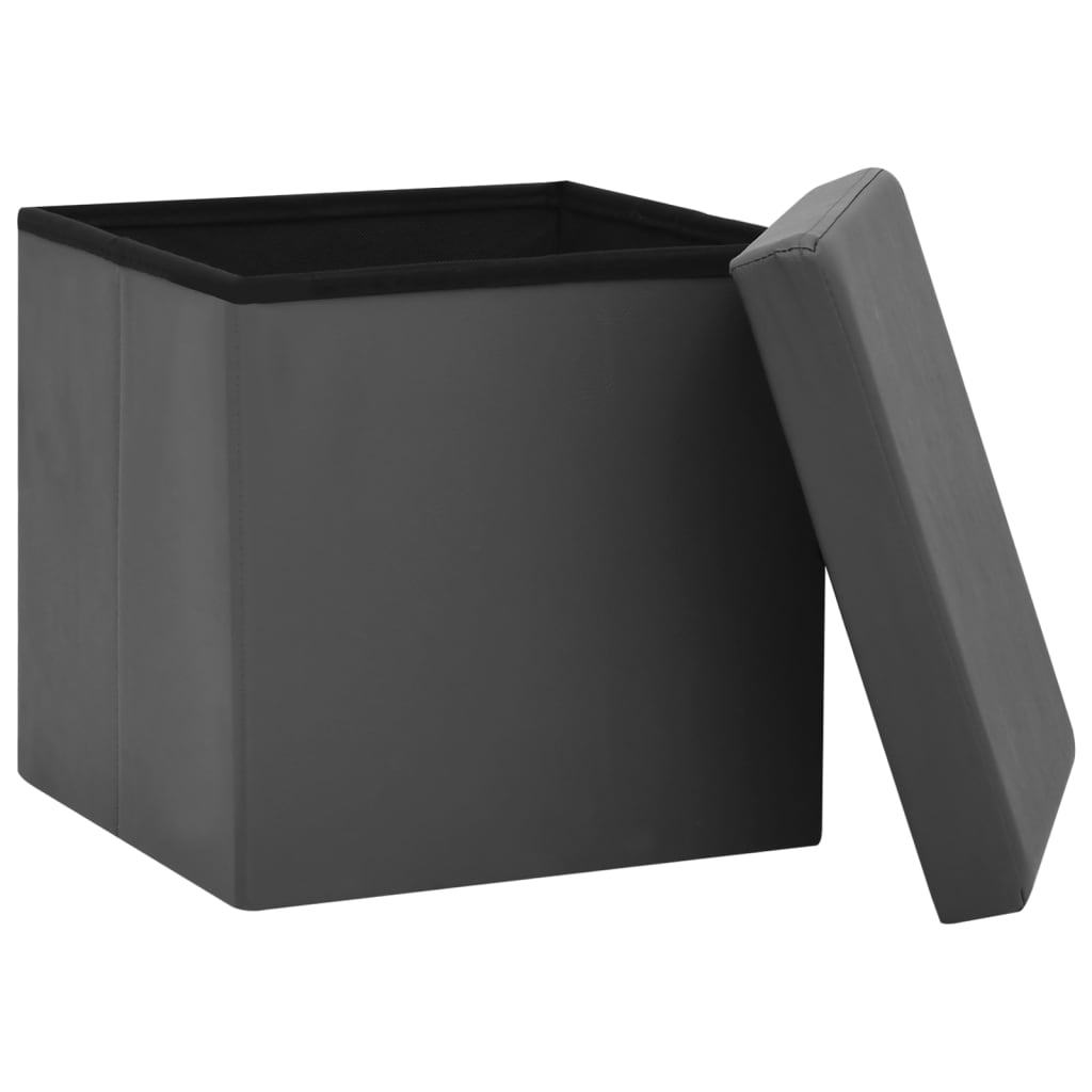 Foldable storage stools Lot of 2 Gray PVC