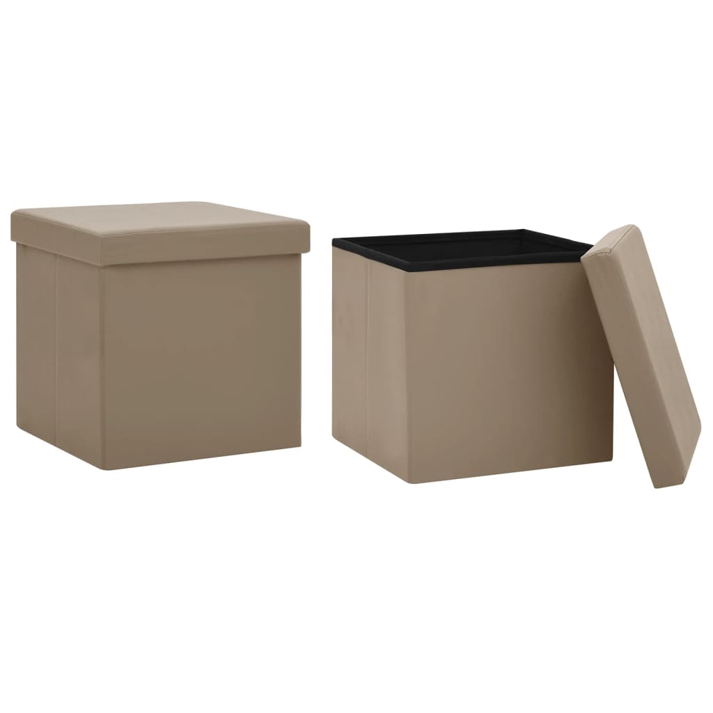 Foldable storage stools Lot of 2 PVC cappuccino